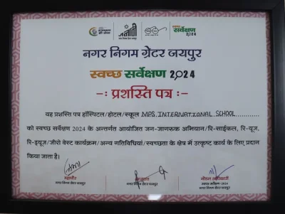 Commendation letter given by Jaipur Municipal Corporation for Swachh Survey