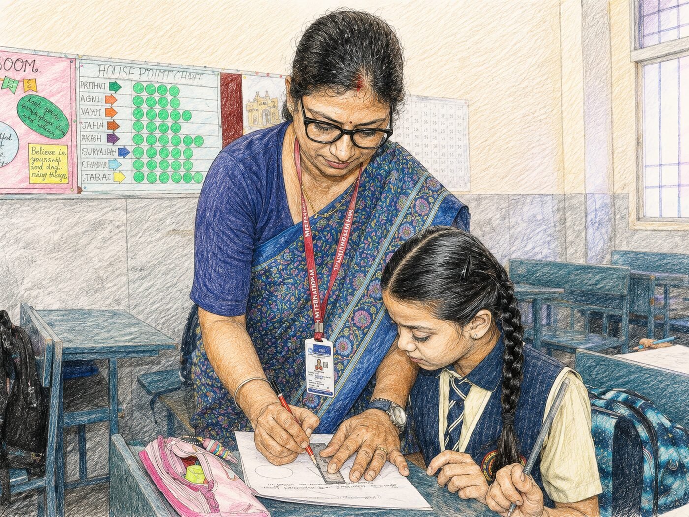 A teacher guiding a Preparatory Stage student one-on-one at MPS International